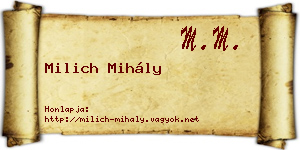 Milich Mihály névjegykártya